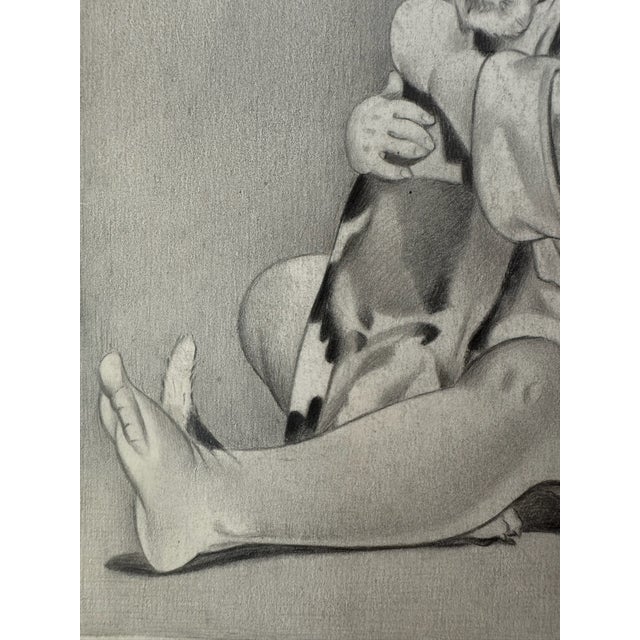 American 1940s Original Signed Graphite Illustration of Baby Hugging Puppy, 12 I× 10 In. For Sale - Image 3 of 6