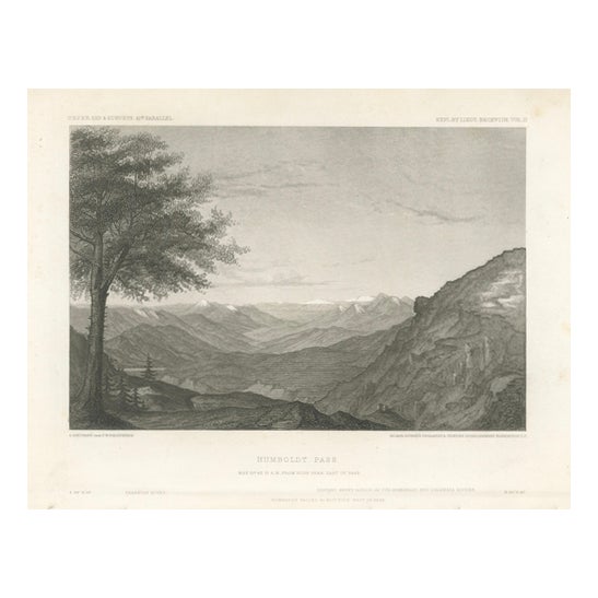 After C. Schumann, Humboldt Pass, Great Basin Nevada, Engraving, 1855 For Sale
