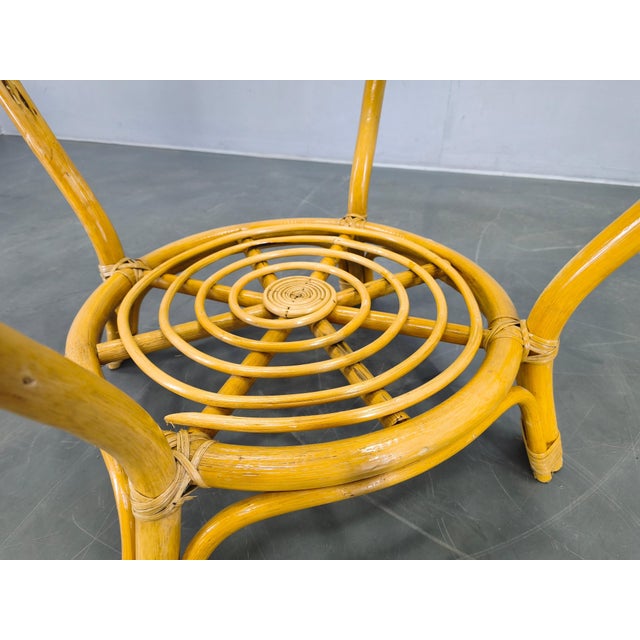 Wood Mid-Century Modern Italian Rattan Coffee Table with Glass Top, 1960s For Sale - Image 7 of 11