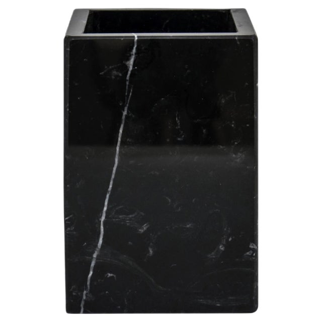 Squared Toothbrush Holder in Black Marble For Sale