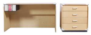 Desk and Chest of Drawers in OSB Panels, 1990s, Set of 2