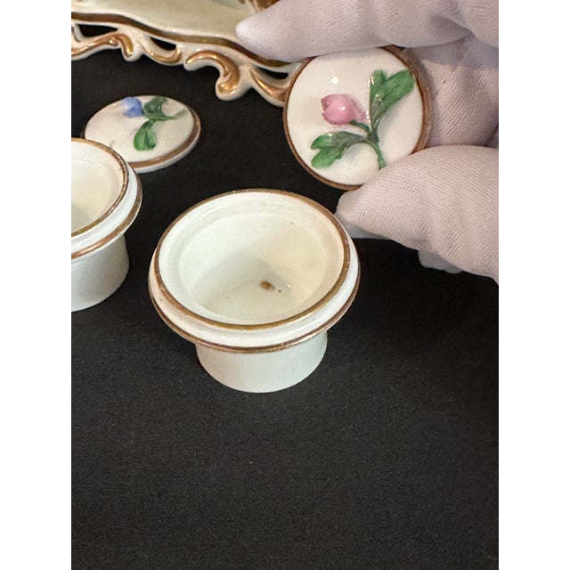 19th Century French Porcelain Double Inkstand in Rococo Revival Style, Blue & Gilt For Sale - Image 9 of 13