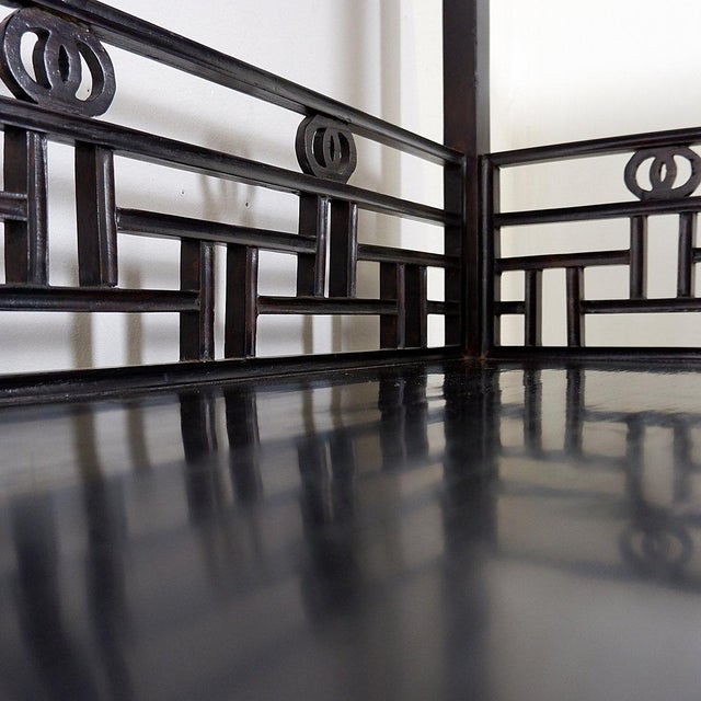 Vintage 20th Century Chinese Four-Tier Lacquered Wood Bookcase For Sale - Image 15 of 16