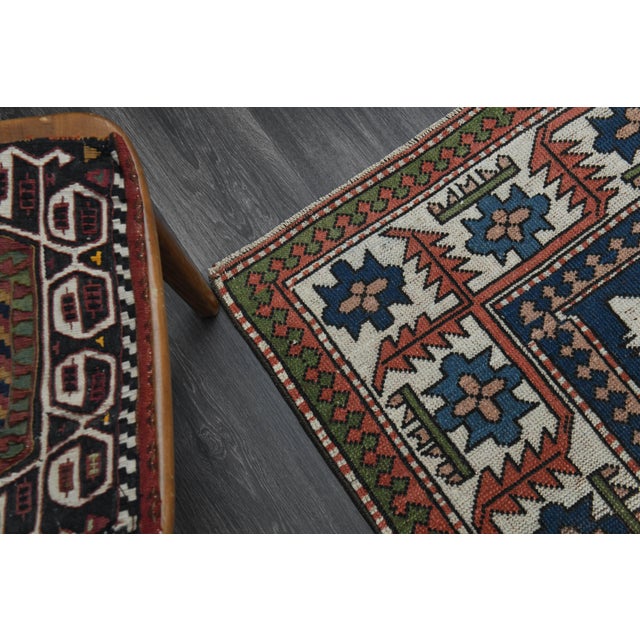 Orange 1970s Vintage Turkish Handmade Wool & Cotton Orange Area Rug For Sale - Image 8 of 11