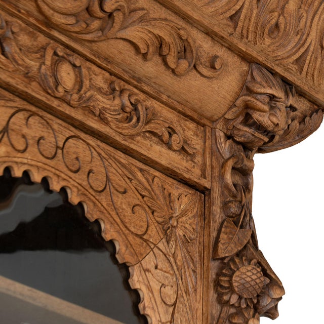 19th Century Tall French Bleached Carved Bookcase Display Cabinet For Sale - Image 9 of 17