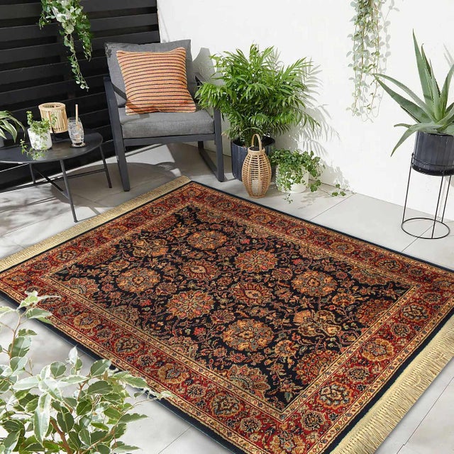 2020s Navy Blue Machine Made Rug For Sale In Washington DC - Image 6 of 6