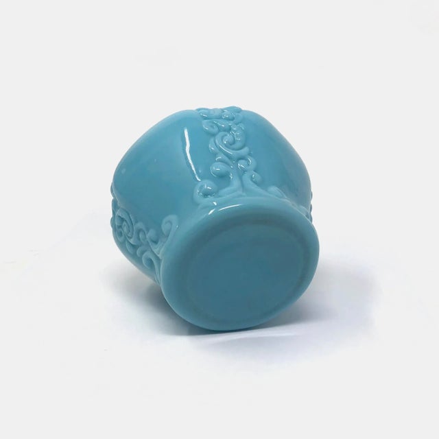 Glass Antique EAPG Blue Glass Oil Lamp For Sale - Image 7 of 7