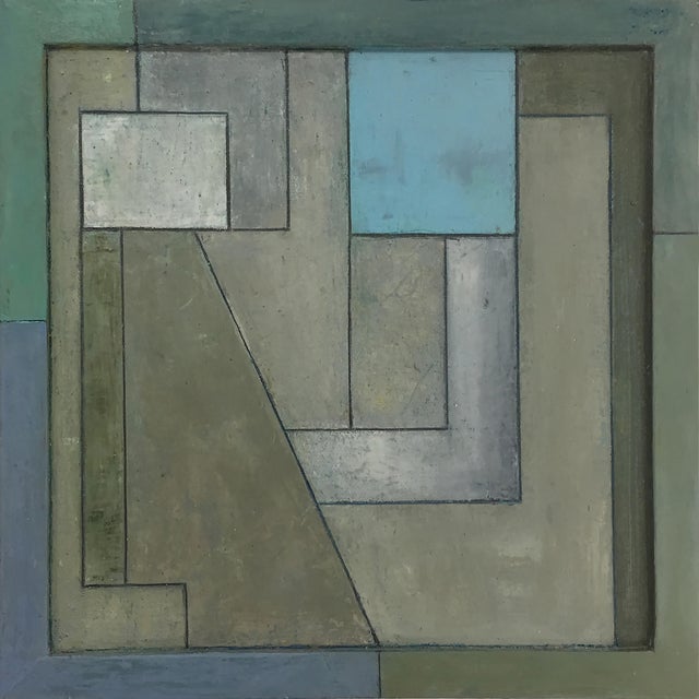 Modern Square Geometric Abstract Oil Painting by Stephen Cimini Chairish