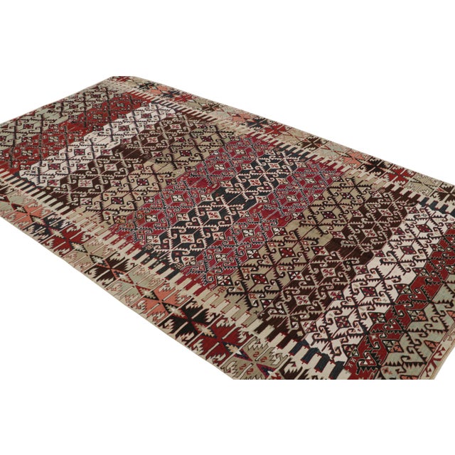 Rug & Kilim Vintage Mid-Century Fethiye Diamond Red and Gold-Yellow Wool Kilim Rug For Sale - Image 4 of 7