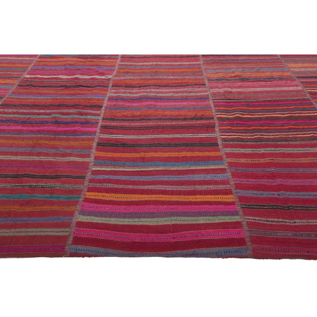 Rustic Vintage Turkish Striped Kilim Rug - 07'03 X 11'00 For Sale - Image 4 of 10