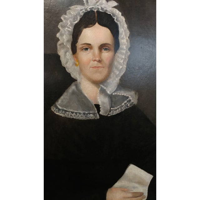 Black American School -19th Century Portraits of Husband & Wife - a Pair For Sale - Image 8 of 10