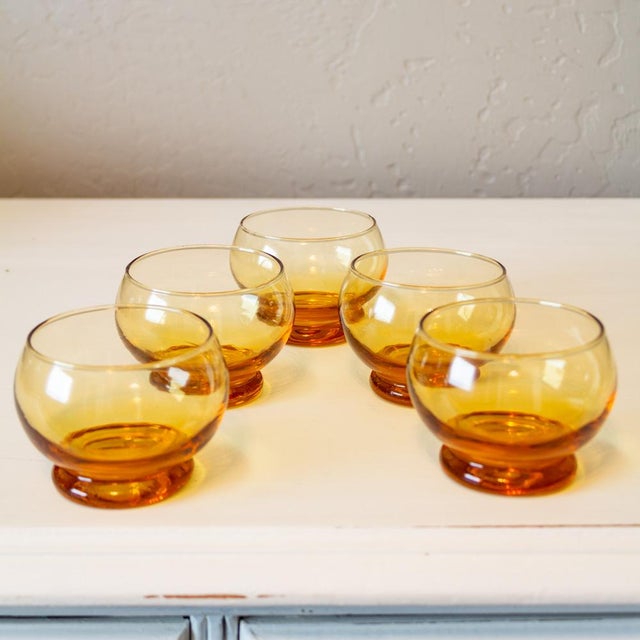 Amber Ombre Footed Lowball Cocktail Glasses Set of Five Chairish