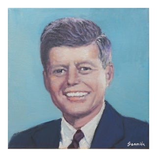 Sean Wu Original Oil Portrait, President Kennedy For Sale