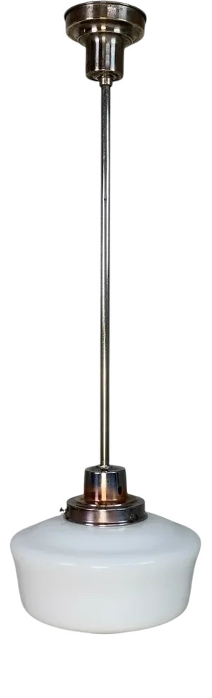 Art Deco Pendant Lamp with White Glass Shade, 1930s