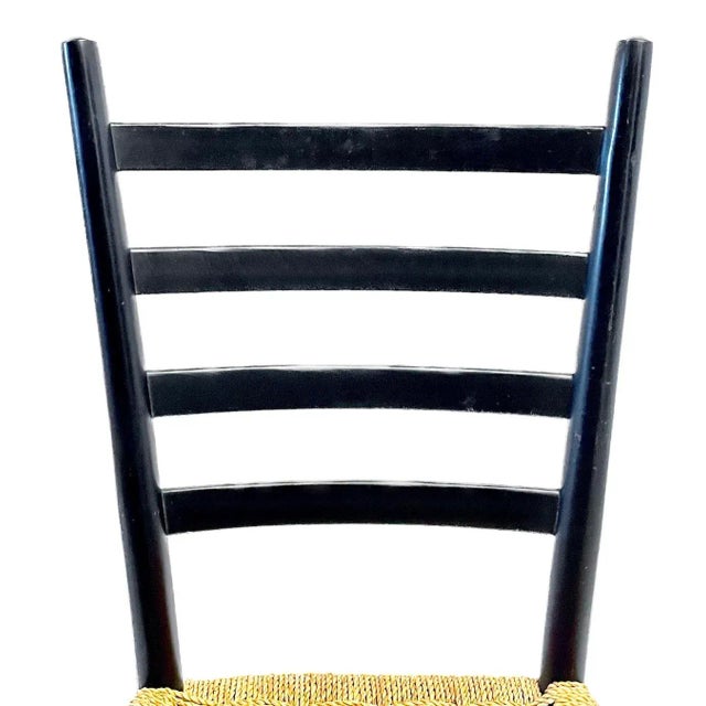 Mid 20th Century Mid-Century Modern Italian Tall Ladder Back/Hemp Chairs, Pr For Sale - Image 5 of 9