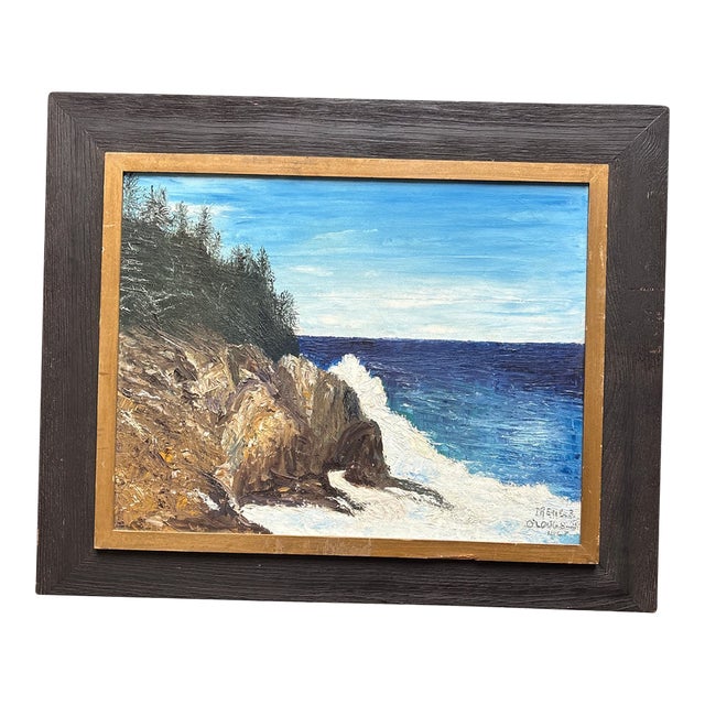 1960s Bar Harbor Seascape ,Oil on Board by Irene O’loughlin For Sale