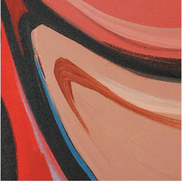 Brick Red Huge 20th C Abstract Oil Painting "Swirls" Pop Art 48x24 For Sale - Image 8 of 10
