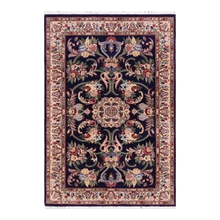 Shabby Chic 1990's Pak-Persian Blue/Beige Wool Rug - 3'2'' X 5'3'' For Sale