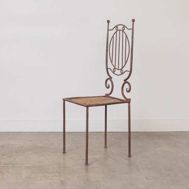 Mid 20th Century Mid 20th Century French Neoclassical Iron and Woven Accent Chair For Sale - Image 5 of 11
