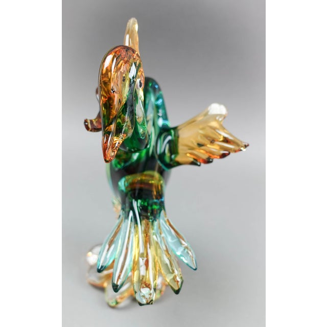 Late 20th Century Vintage Late 20th Century Murano Italian Sommerso Art Glass Heron Egret Bird Sculpture For Sale - Image 5 of 10