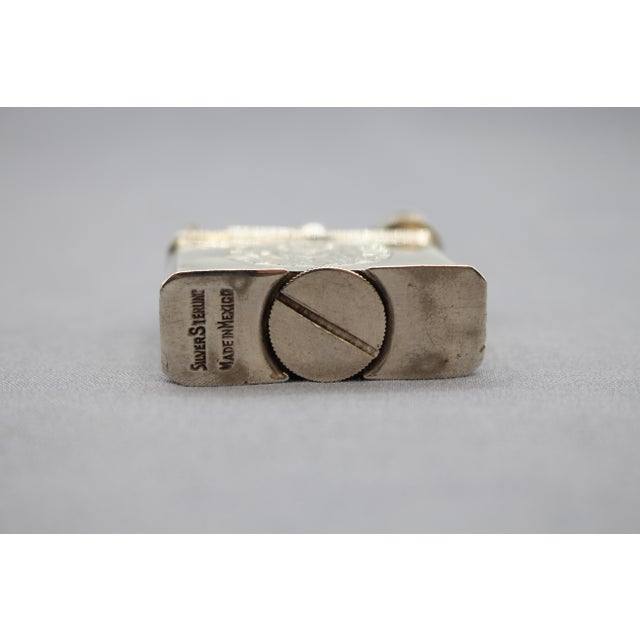 C. 1940s-50s Sterling Silver Lighter Engraved With an Aztec Calendar For Sale In Raleigh - Image 6 of 7