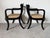 Hollywood Regency Pair of John Gee Style Hollywood Regency Ebonized Armchairs With Brass Accents For Sale - Image 3 of 12
