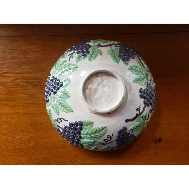 Circa 1970 Iridescent Ceramic Grapevine Pattern Centerpiece Bowl For Sale In New Orleans - Image 6 of 6