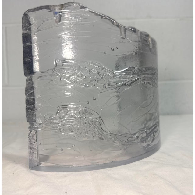 Glass Cast Studio Glass Menorah by Joel & Candace Bless Curved Shape Brutalist Waves For Sale - Image 7 of 15