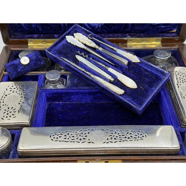 Brown 19th Century Rosewood Vanity Box w/Sterling Silver Accents Likely John Gough For Sale - Image 8 of 18