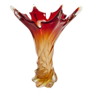 Orange and Red Murano Glass Vase from Fratelli Toso, 1960s For Sale