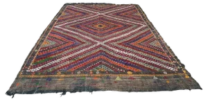 Traditional Turkish Kilim Rug ,Vintage Anatolian Turkish Kelim 295 X 197 Cm, 1930s