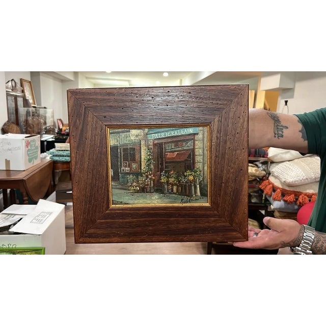 An authentic original oil on canvas artwork by artist Patrick Allain. Professionally gallery-framed with a wide black...