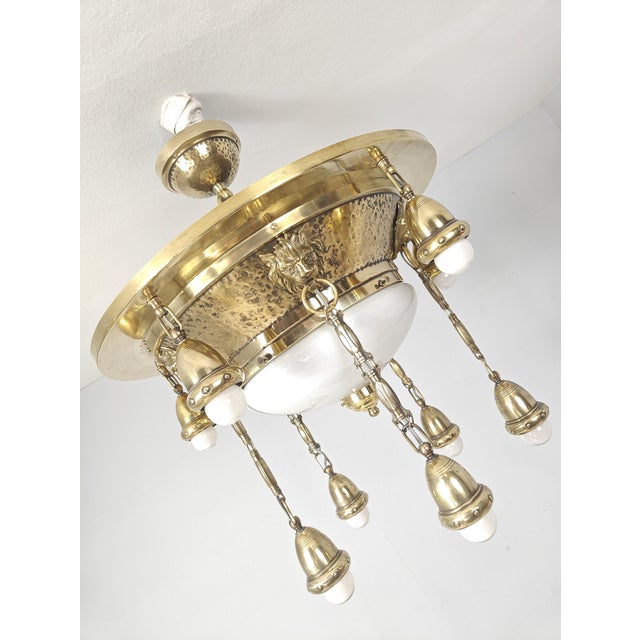 Art Nouveau Ceiling Lamp with Lion Heads, 1900s For Sale - Image 14 of 15