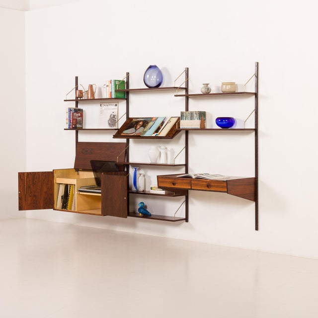 1960s Rosewood Wall Unit with Desk by Hansen and Guldborg, Denmark, 1960s For Sale - Image 5 of 18