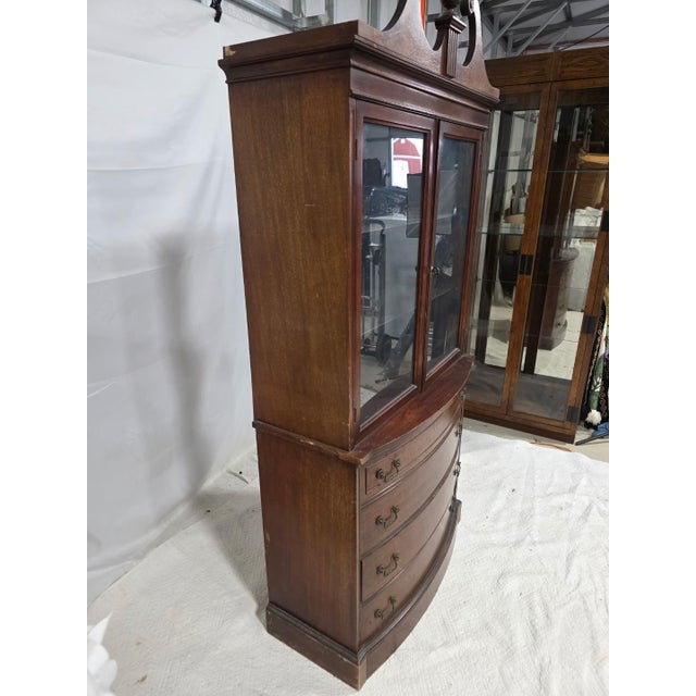 Vintage Curved Front China Cabinet / Secretary Cabinet For Sale - Image 13 of 15