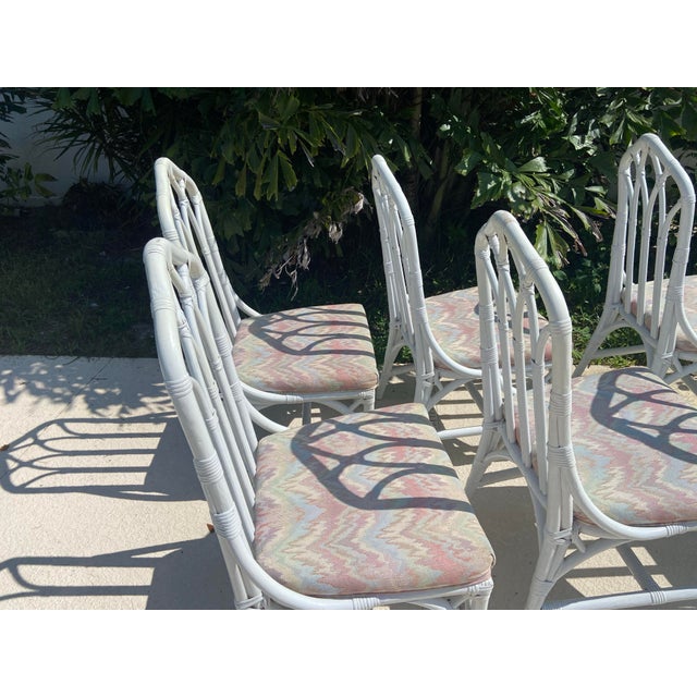 Mid 20th Century Vintage Henry Link for Lexington Rattan Cathedral Dining Chairs - Set of 6 For Sale - Image 5 of 15