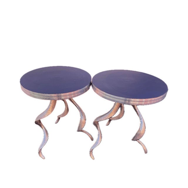 Metal 1980s French Guéridon Sculptural Aluminum Side Tables - a Pair For Sale - Image 7 of 11