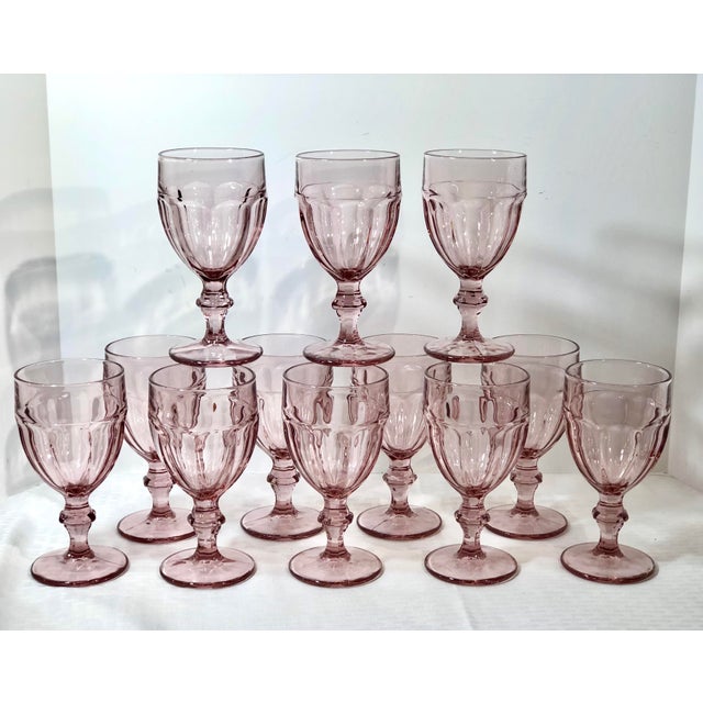 Vintage Libbey Pink Gibraltar Duratuff Water Goblets Glasses Large Set