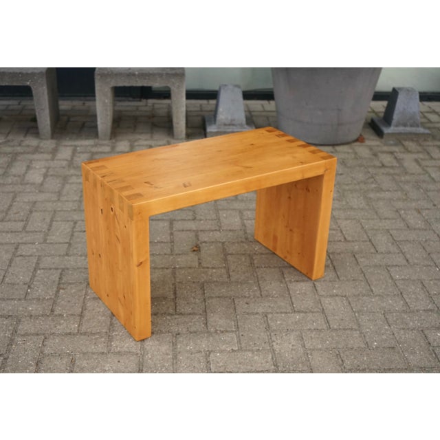 Brown Vintage Pine Bench in the style of Ate van Apeldoorn, 1970s For Sale - Image 8 of 12