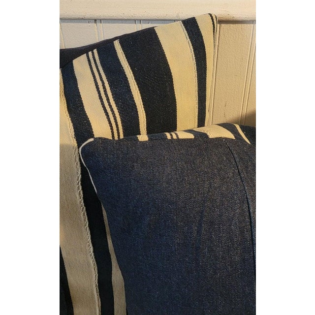 Late 19th Century Pair of Striped Linen Pillows For Sale - Image 5 of 5