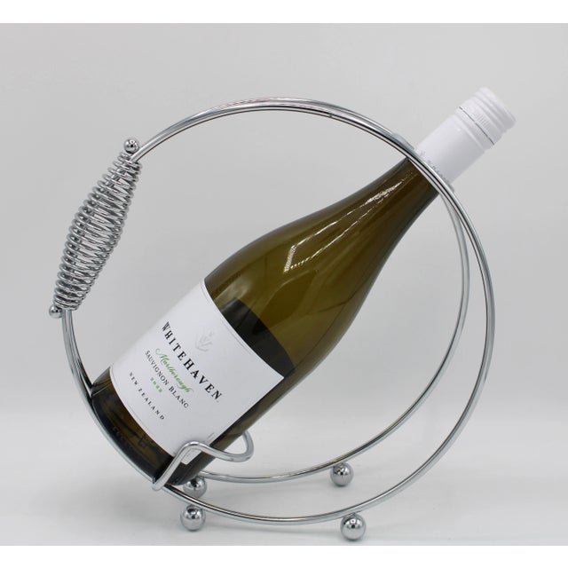 Mid Century Modern Chrome Wine Bottle Caddy / Display Stand For Sale - Image 9 of 10