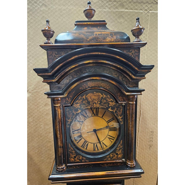 1990s 1990s Ethan Allen Chinoiserie Grandmother Floor Clock Asian Inspired Paint Decorated For Sale - Image 5 of 12