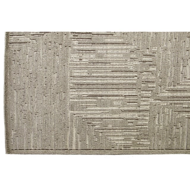 Textile Beige Modern Moroccan Style Wool Rug With Abstract Design by Apadana For Sale - Image 7 of 10