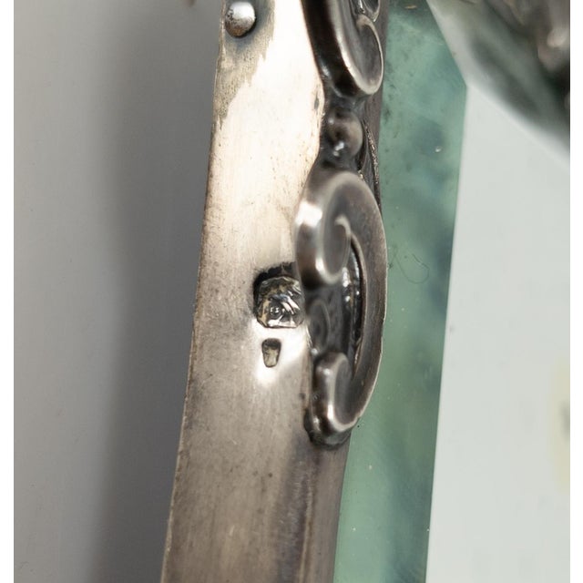 19th Century Portuguese .833 Silver Picture Frame With Beveled Mirror For Sale - Image 10 of 13