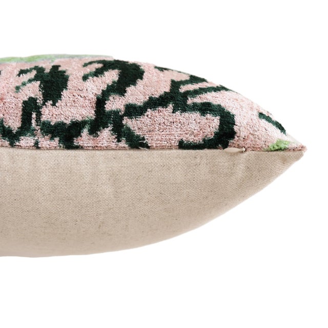 2020s Luxury Blush & Sage Silk Velvet Throw Pillow 20x20 | Handmade Botanical Designer Cushion For Sale - Image 5 of 8