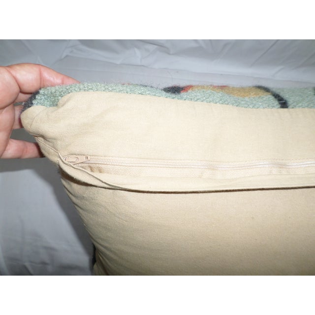 Brown Vintage Rustic Farmhouse Decor Kilim Turkish Wool Bolster /Lumbar Pillow For Sale - Image 8 of 9