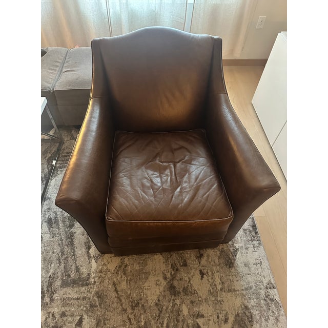 Mitchell Gold Mitchell Gold + Bob Williams Leather Chair and Ottoman Set For Sale - Image 4 of 10