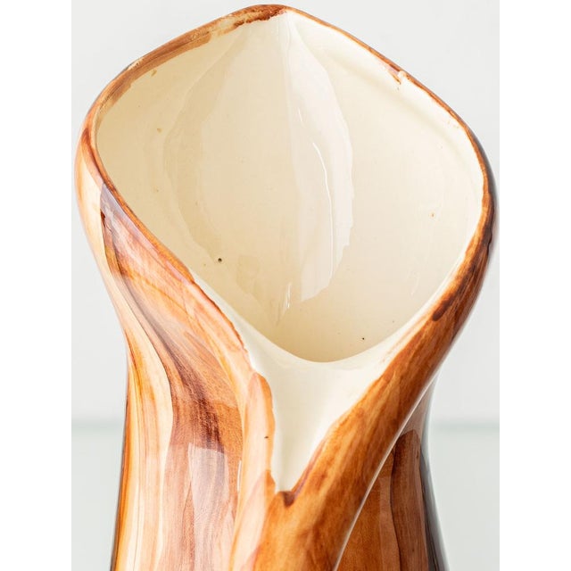 Mid-Century Modern French Faux Bois Earthenware Pitcher, 1950 For Sale - Image 14 of 15