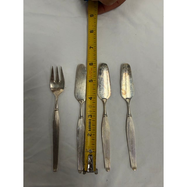 Silver Vintage Mid-Century Danish Frigast "Savoy" Serving Fork & Spreaders - Set of 4 For Sale - Image 8 of 9