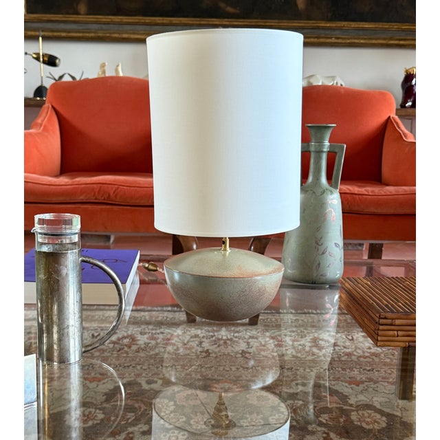 Mid-Century Modern Green Ceramic Lamp Base from Alain di Bin, France, 1960s For Sale - Image 16 of 17